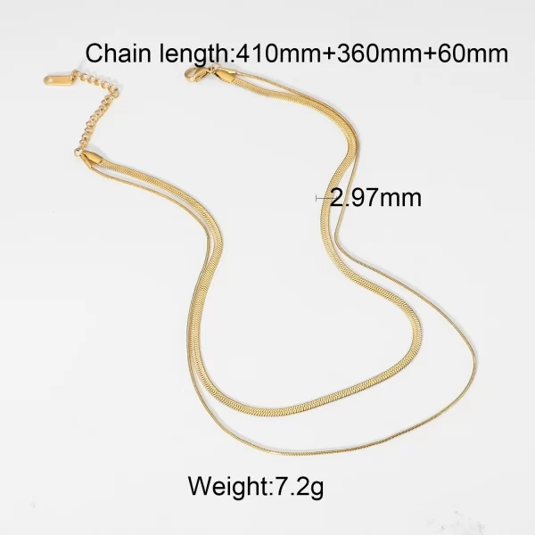 18K Gold Plated Stainless Steel Necklace For Women Punk Style Double Layered Snake Chain Choker Neckalce - Image 6