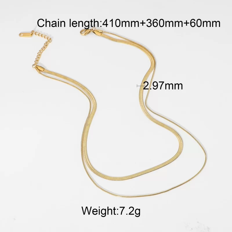 18K Gold Plated Stainless Steel Necklace For Women Punk Style Double Layered Snake Chain Choker Neckalce - Image 6