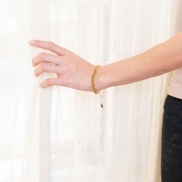 6mm Chunky Gold Curb Link Bracelet 18K Gold Plated Stainless Steel Miami Cuban Chain Statement Bracelet - Image 3