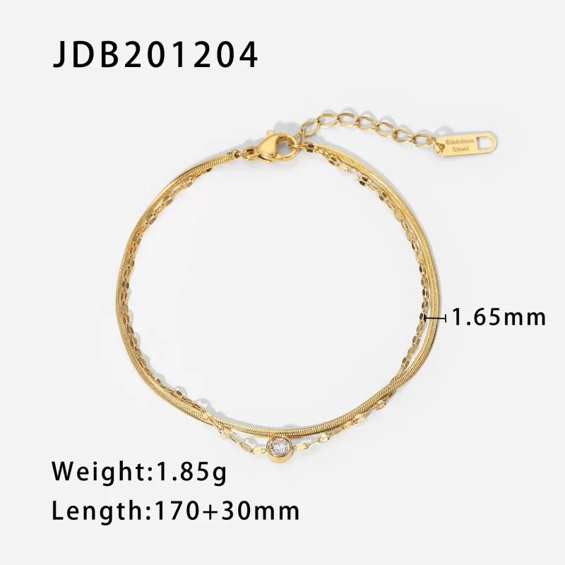 Stainless Steel Bracelet Golden Double Layer Snake Bone Chain Bracelets Fashion Jewelry Gift - Image 6