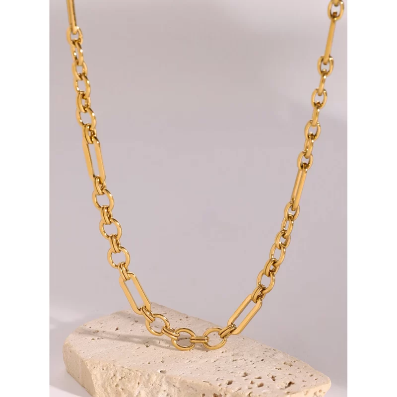 J&D 18k Gold Stainless Steel Handmade Chain Necklace 40cm Fashion Jewelry