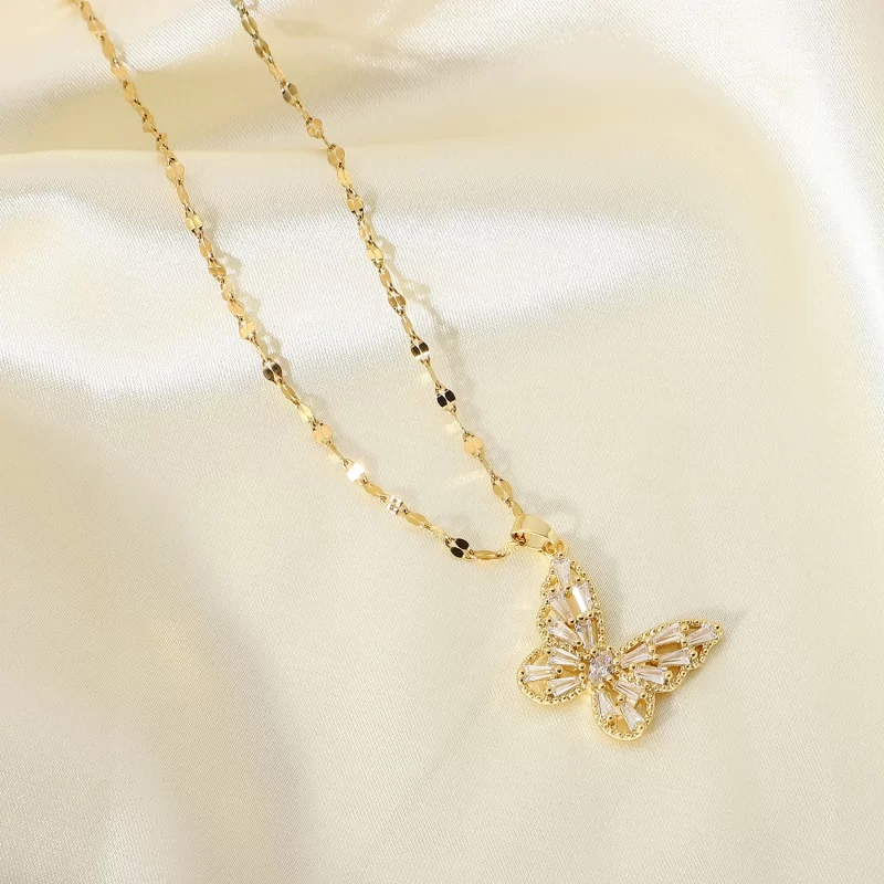Fancy Crystal Butterfly Necklace 18K Gold Stainless Steel Jewelry Gift Cubic Zircon Butterfly Pendant Necklace Women - Image 5