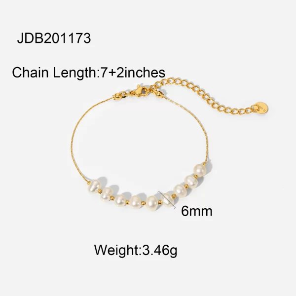 Natural Freshwater Pearl Stainless Steel Bracelet Bangles Jewelry Women Gift Dainty PVD 18k Gold Chain Bracelet - Image 6