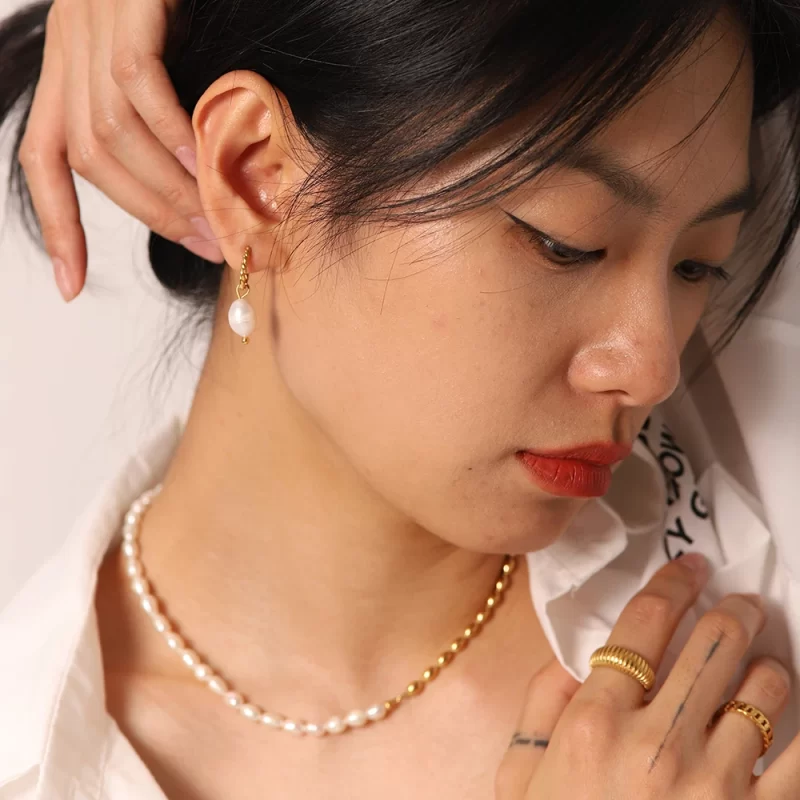 18K Gold Plated Stainless Steel Jewelry Gift Geometric Silver Color Square C Earrings for Women - Image 2