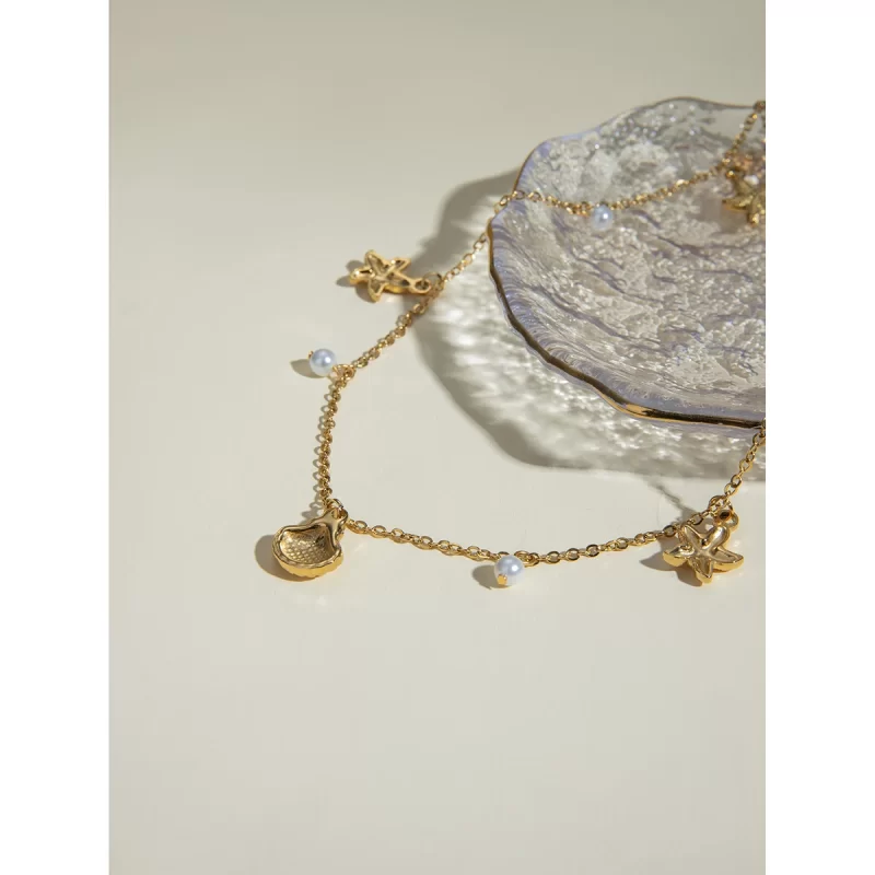 J&D Women Party Jewelry Stainless Steel 18K Gold Plated Necklaces Four Layer Rhinestone Chain Necklaces - Image 5