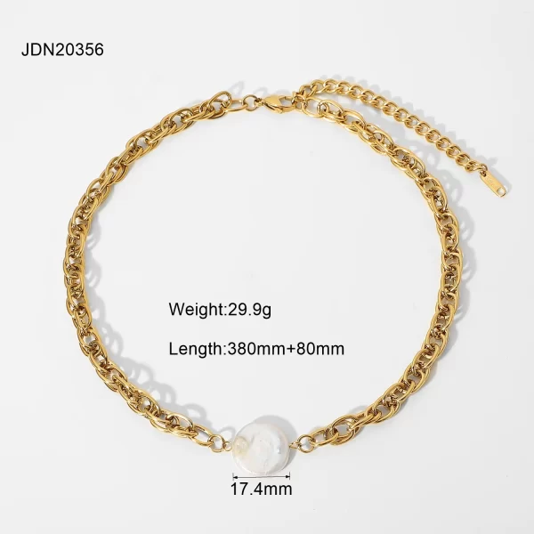 New 18k Gold Plated Stainless Steel Pearl Choker Fashion Rope Chain Freshwater Pearl Necklace - Image 6
