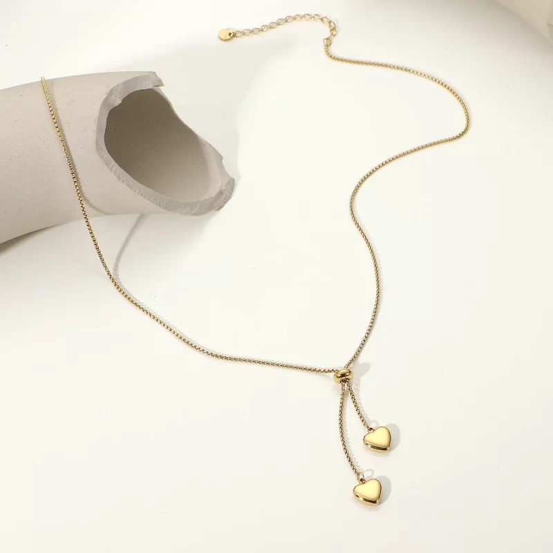 Cheap Y-shaped Stainless Steel Jewelry Party Gift Soft 14K Gold Rope Chain Love Heart Pendant Necklace Girls - Image 5
