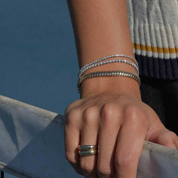 Luxury Stylish 18K Gold Stainless Steel Tennis Chain 3MM Zircon Chain Sports Tennis Chain Bracelet - Image 3