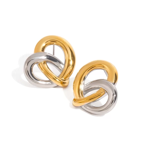 18K Gold Stainless Steel Polished Minimalist Trendy Jewelry Twisted Heart Hoop Earrings for Women