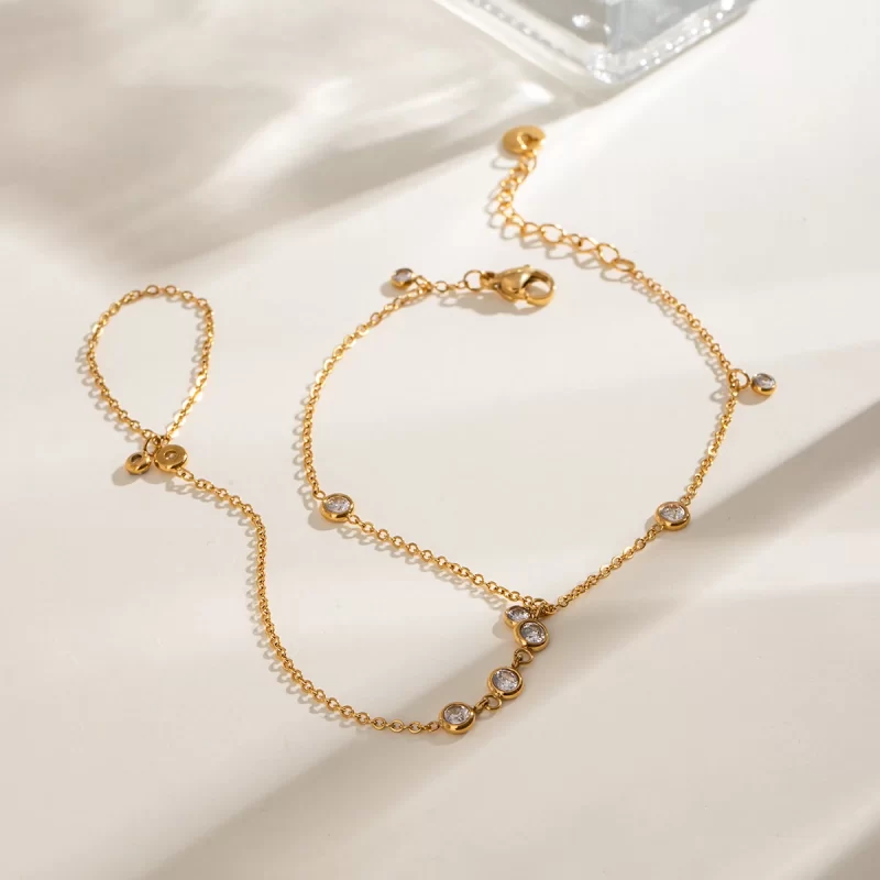 18K Gold Stainless Steel Pearl Finger Chain Minimalist Hand Harness Everyday Layered Arm Art - Image 4