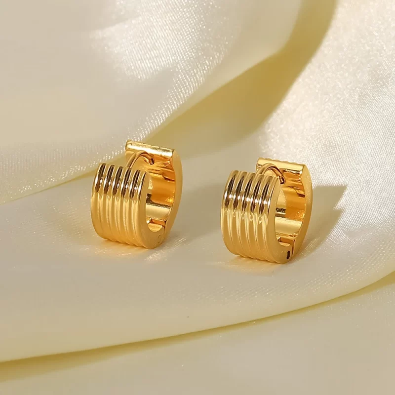 18K Gold Plated Stainless Steel Jewelry Gift Geometric Silver Color Square C Earrings for Women - Image 4