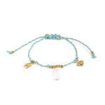 18K Gold Plated Stainless Steel Summer Beaded Bracelet Colorful String Ocean Charm for Beach Vacation Jewelry