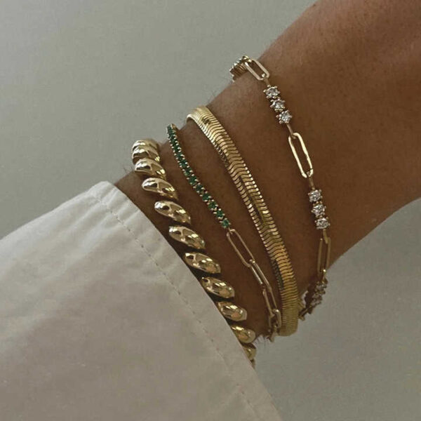 Women's Ins Chain Minimalist Paper Clip Bracelet Circular Zircon Classic Gold Plated Sports Moissanite Bracelets Bangles - Image 3