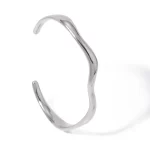 Stainless Steel Texture Opening Cuff Bangle Bracelets Metal Waterproof Minimalist Elegant Jewelry for Women Gift 2024