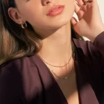 Casual Sporty Rectangle Link Chain Choker Necklace for Women Gold Plated Stainless Steel OT Botton Necklace
