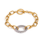18k Gold Stainless Steel Gold and Silver Twisted Oval Pendant Interlocking Circle Bracelets