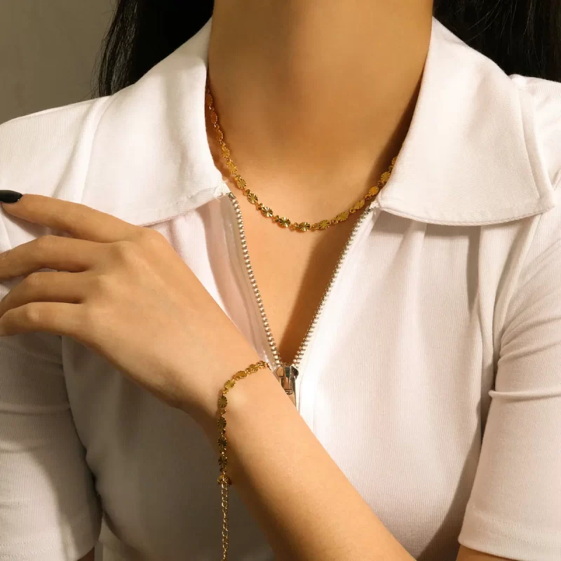 Vintage Oval Chain Necklace Daily Jewelry 18K Gold Plated Stainless Steel Oval Chain Choker Necklace for Girl - Image 5