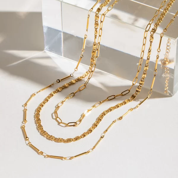 Youthway Modern Design Versatile 18K Gold Plated Stainless Steel Multi-layer Chain Necklace For Women Waterproof Jewelry Gift - Image 5