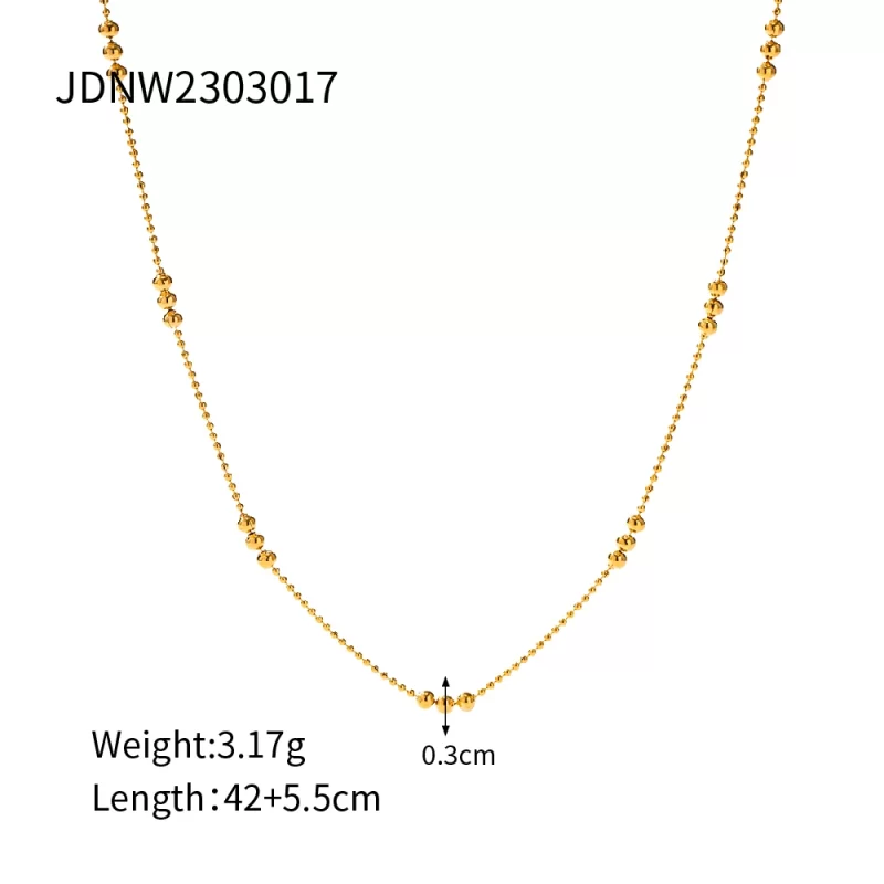 Waterproof 18K Gold Plated Stainless Steel Jewelry Charm Bead Chain Choker Necklace for Girls - Image 6
