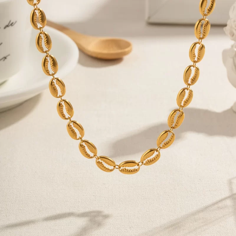 2023 New Trend Chic 18k Gold Plated Shell Shape Necklace Stainless Steel Fashion Jewelry - Image 3