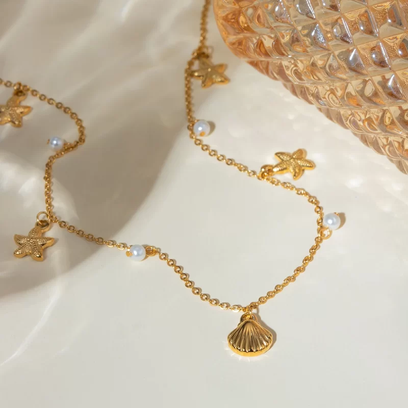 J&D Women Party Jewelry Stainless Steel 18K Gold Plated Necklaces Four Layer Rhinestone Chain Necklaces - Image 4