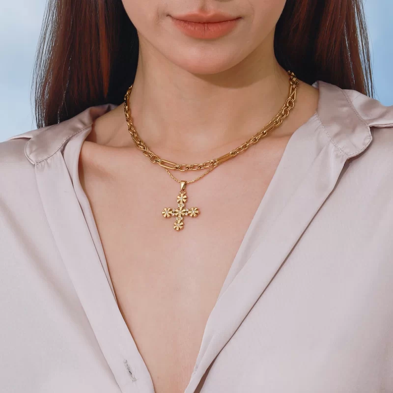 J&D 18k Gold Stainless Steel Handmade Chain Necklace 40cm Fashion Jewelry - Image 3