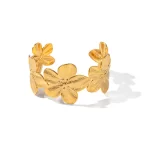 Waterproof Stainless Steel Metallic Wide Cast Bracelet High Quality Fashion Jewelry Women Party Gift