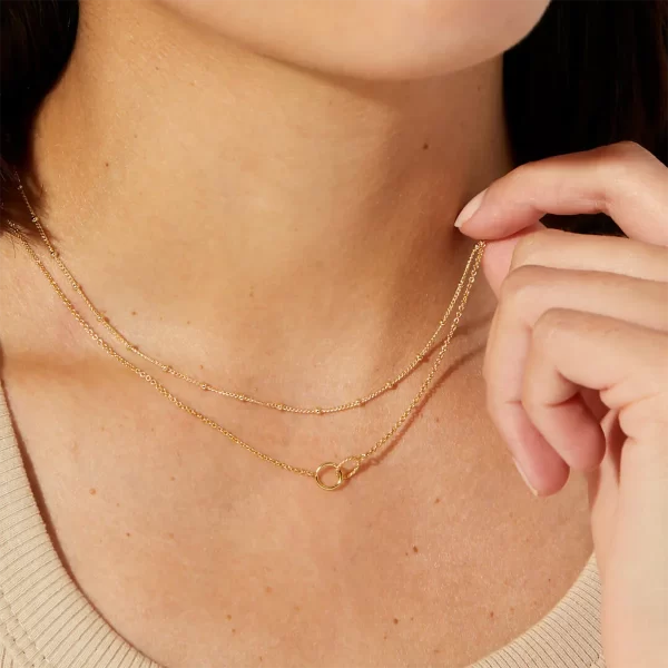Youthway Stainless Steel Double Layers Necklace For Women 2024 18K Gold Plated Texture Waterproof Thin Chain Jewelry New Gift - Image 3
