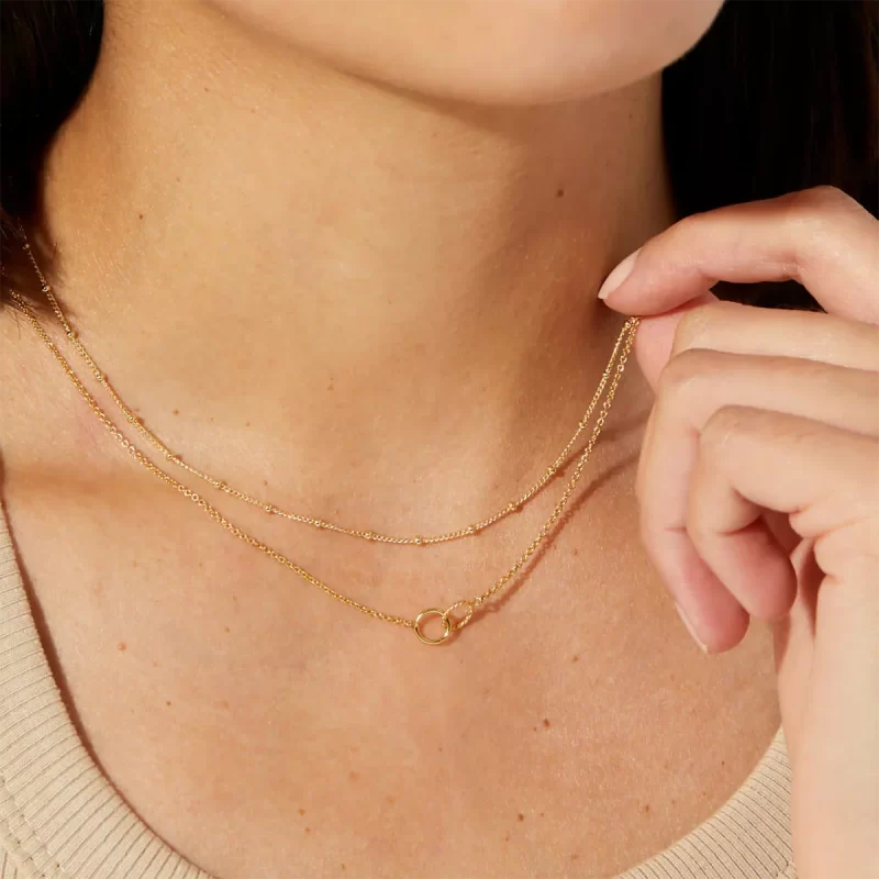 Youthway Stainless Steel Double Layers Necklace For Women 2024 18K Gold Plated Texture Waterproof Thin Chain Jewelry New Gift - Image 3