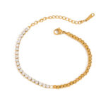 Silver And 18K PVD Gold Plating Summer Fashionable Style Mix Ball Tennis Chain Bracelet for Women
