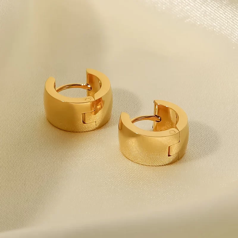 18K Gold Plated Stainless Steel Jewelry Gift Geometric Silver Color Square C Earrings for Women - Image 2