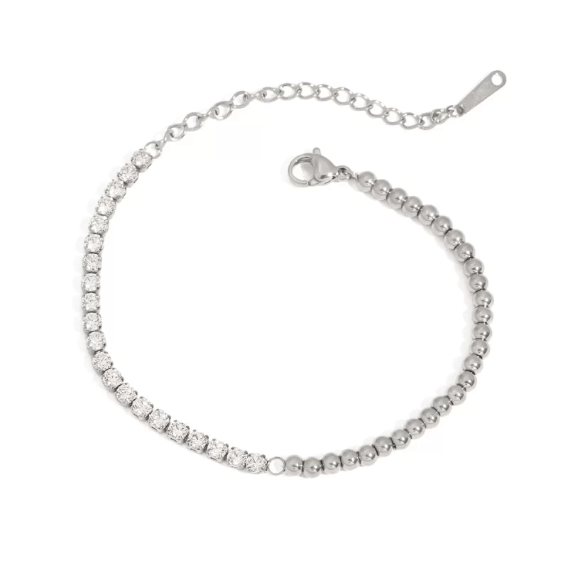 Silver And 18K PVD Gold Plating Summer Fashionable Style Mix Ball Tennis Chain Bracelet for Women