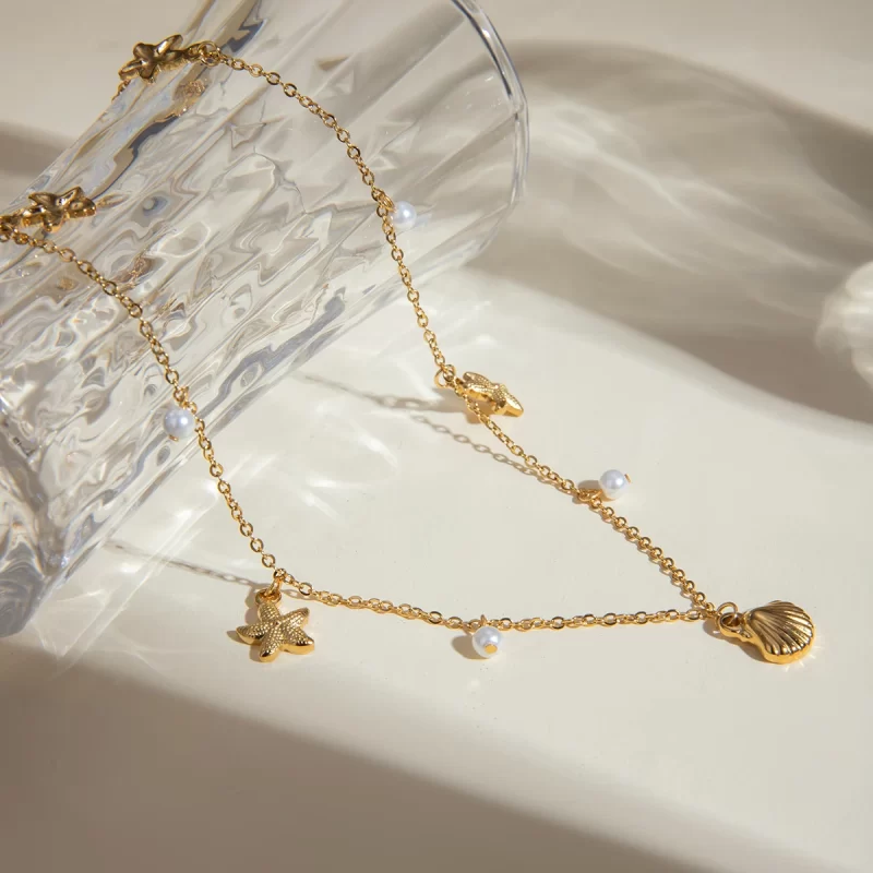 J&D Women Party Jewelry Stainless Steel 18K Gold Plated Necklaces Four Layer Rhinestone Chain Necklaces