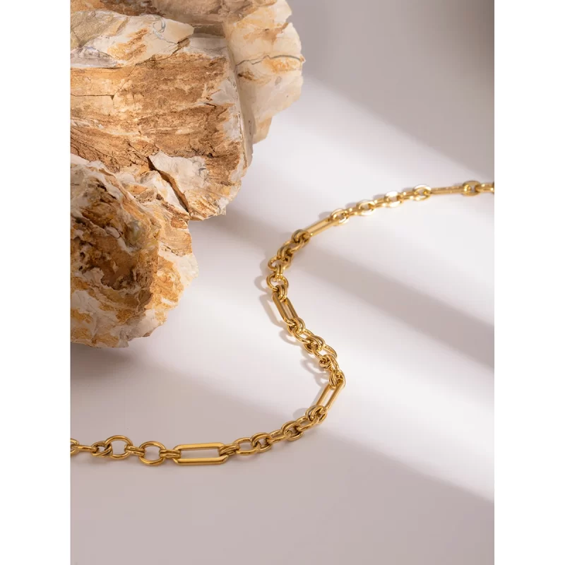 J&D 18k Gold Stainless Steel Handmade Chain Necklace 40cm Fashion Jewelry - Image 5