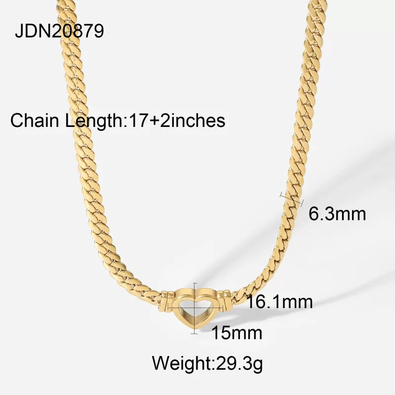 New Trend Stainless Steel Cuban Chain Hollow Heart Necklace Wedding Love Heart Pendant Necklace - Image 4