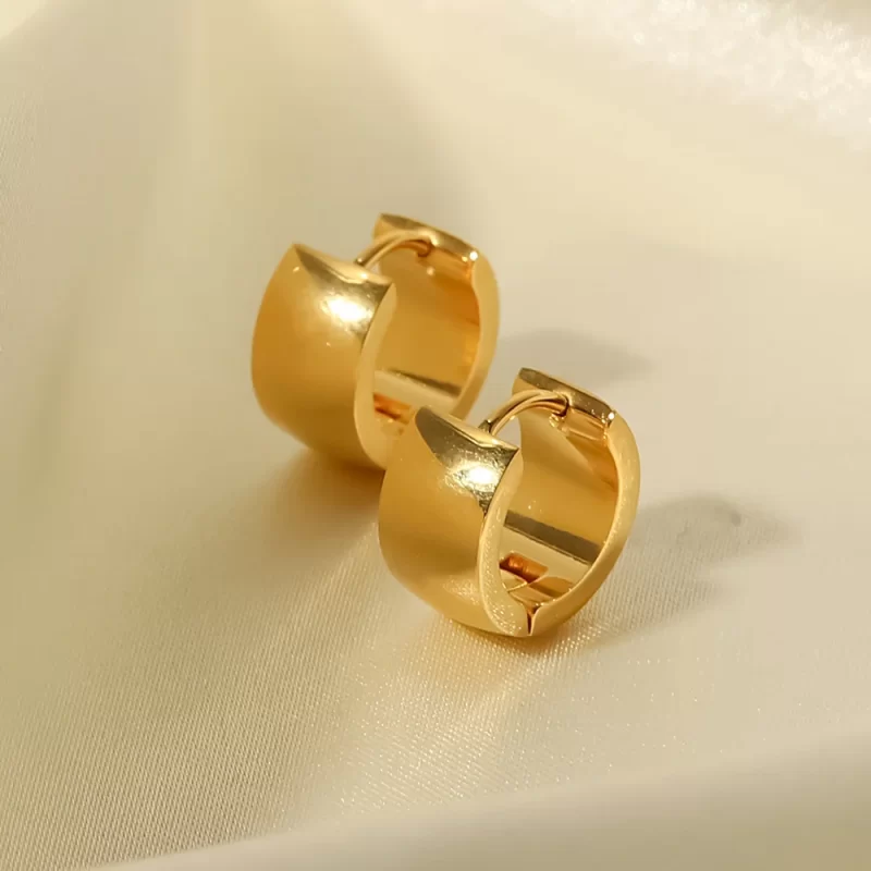 18K Gold Plated Stainless Steel Jewelry Gift Geometric Silver Color Square C Earrings for Women - Image 3