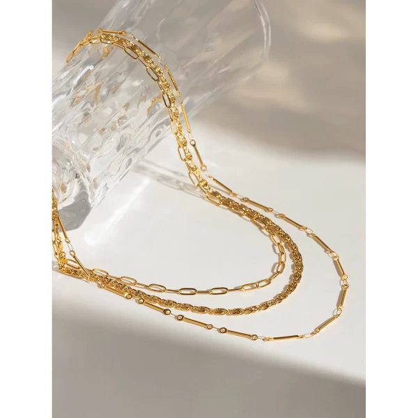 Youthway Modern Design Versatile 18K Gold Plated Stainless Steel Multi-layer Chain Necklace For Women Waterproof Jewelry Gift - Image 4