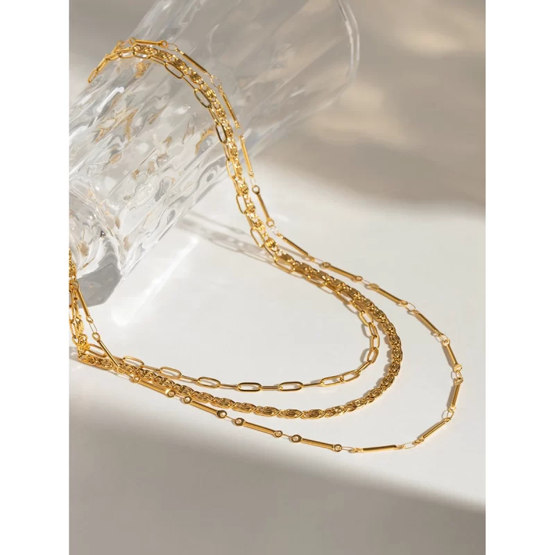 Youthway Modern Design Versatile 18K Gold Plated Stainless Steel Multi-layer Chain Necklace For Women Waterproof Jewelry Gift - Image 4