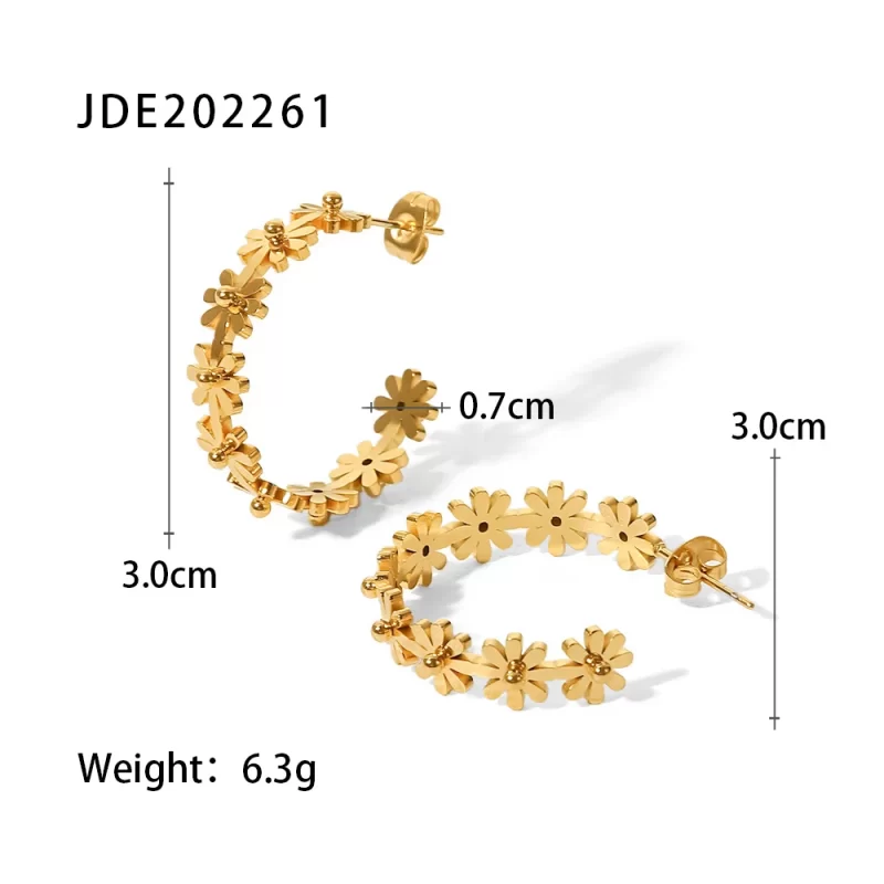18K Gold Plated Stainless Steel Jewelry Gift Geometric Silver Color Square C Earrings for Women - Image 4