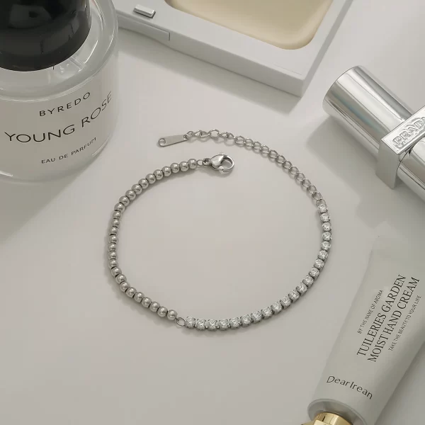 Silver And 18K PVD Gold Plating Summer Fashionable Style Mix Ball Tennis Chain Bracelet for Women - Image 4