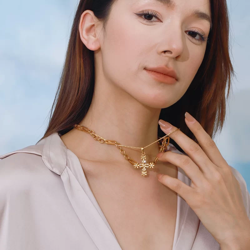 J&D 18k Gold Stainless Steel Handmade Chain Necklace 40cm Fashion Jewelry - Image 2