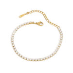 Luxury Stylish 18K Gold Stainless Steel Tennis Chain 3MM Zircon Chain Sports Tennis Chain Bracelet