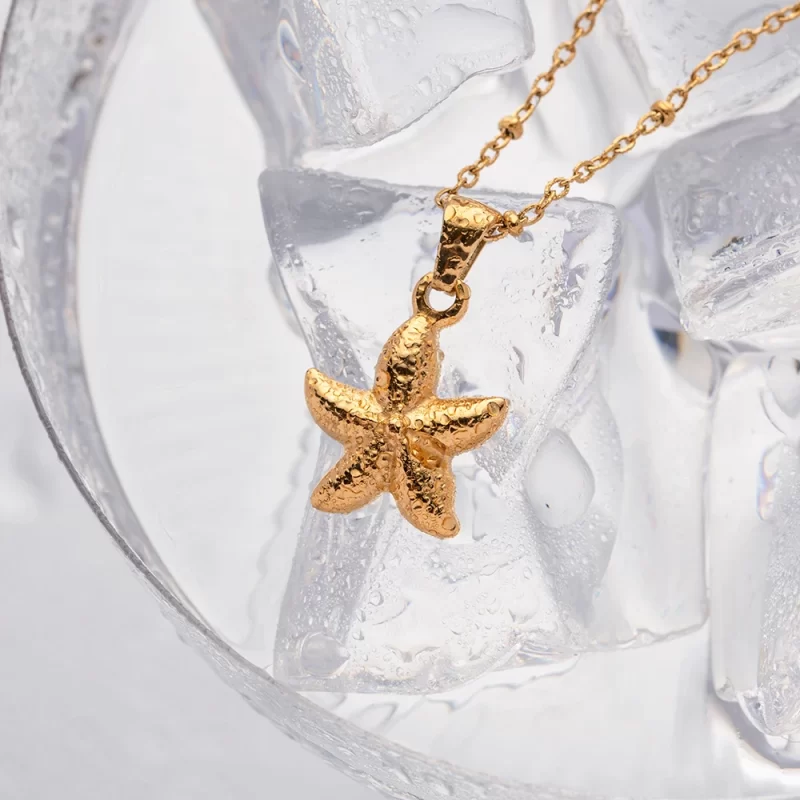 J&D Jewelry Ocean Series 18K Gold Plated Stainless Steel Starfish Chunky Pendant Necklace for Girls - Image 4
