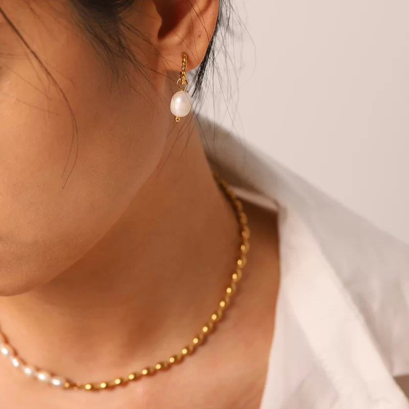 18K Gold Plated Stainless Steel Jewelry Gift Geometric Silver Color Square C Earrings for Women - Image 3