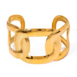 18k Gold Stainless Steel Oval Wrapped High Polished Chain Bracelet Sleek Everyday Jewelry