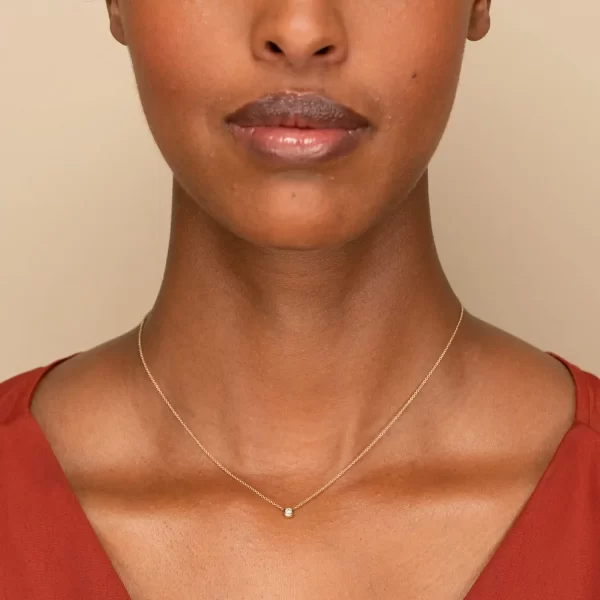 18K Gold Plated Stainless Steel Round Zircon Pendant Necklace For Women Minimalist Classic Choker Necklace - Image 2