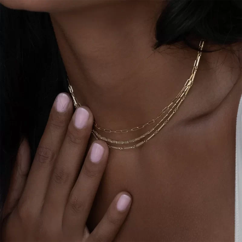 Youthway Modern Design Versatile 18K Gold Plated Stainless Steel Multi-layer Chain Necklace For Women Waterproof Jewelry Gift - Image 3