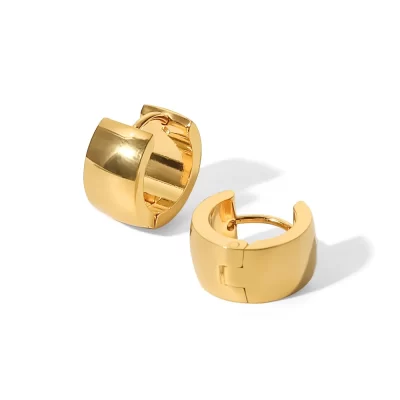 18K Gold Plated Stainless Steel Jewelry Gift Geometric Silver Color Square C Earrings for Women