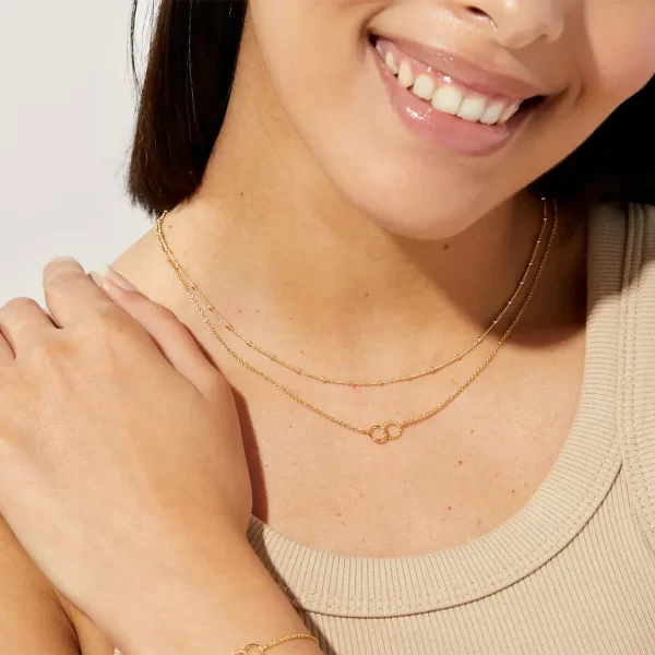 Youthway Stainless Steel Double Layers Necklace For Women 2024 18K Gold Plated Texture Waterproof Thin Chain Jewelry New Gift - Image 2