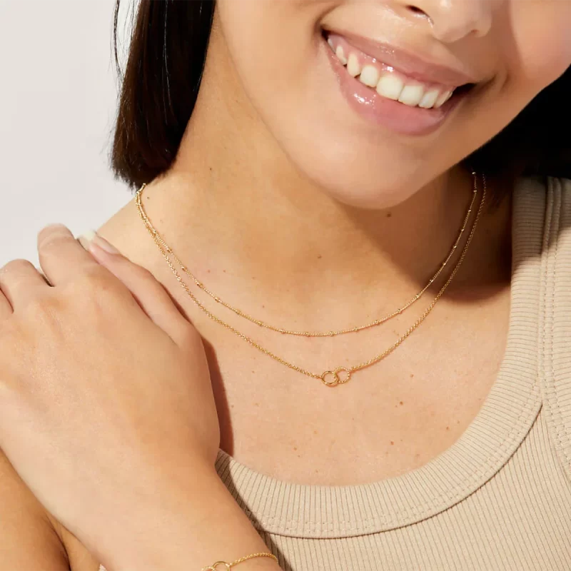 Youthway Stainless Steel Double Layers Necklace For Women 2024 18K Gold Plated Texture Waterproof Thin Chain Jewelry New Gift - Image 2